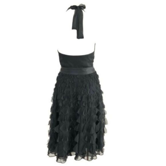 100% Silk White House Black Market Halter Ruffle Dress Cocktail 0 - Picture 9 of 10